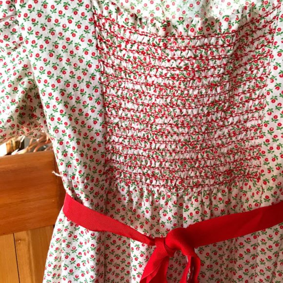 70's Floral Empire Waist Smocked Bodice Maxi Dress - Picture 3 of 4